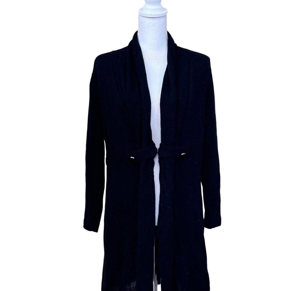 Prive 100% Cashmere Black Longline Cardigan Large Quiet Luxury Minimalist